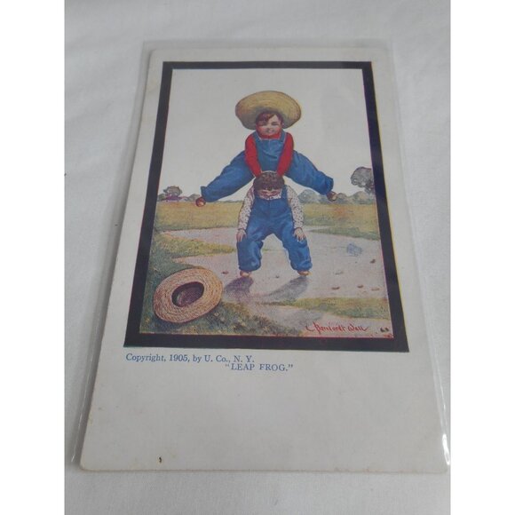 Other - Vintage Postcard Kids Children Leap Frog 1900s unposted comic humor